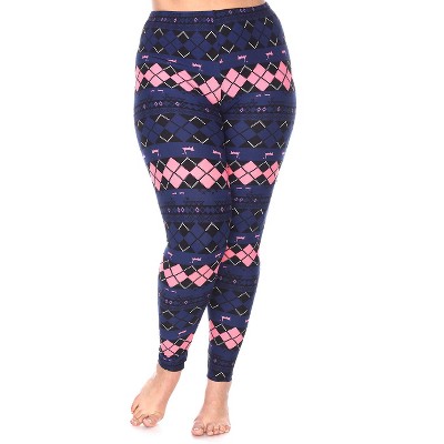 Women's Plus Size Printed Leggings - One Size Fits Most Plus - White Mark