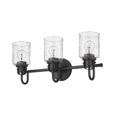 Matte Black Industrial 3-Light Steel Vanity Fixture