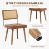 Set of 1 Mid Century Modern Dining Chair with Handwoven Rattan Cane Back, Velvet Green Upholstered Seat, Rubberwood Legs, Brown - 4 of 4