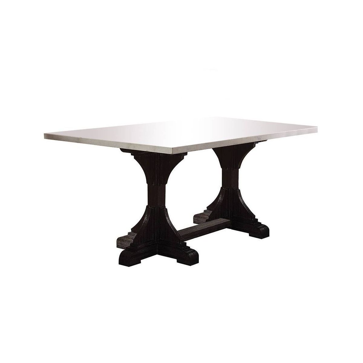 Acme Furniture 72" Gerardo Dining Table White Marble Top/Weathered Espresso Finish - thumbnail 6