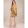 INSPIRE CHIC Women's Notch Lapel Double Breasted Belted Mid Long Outwear Winter Coat - 3 of 4
