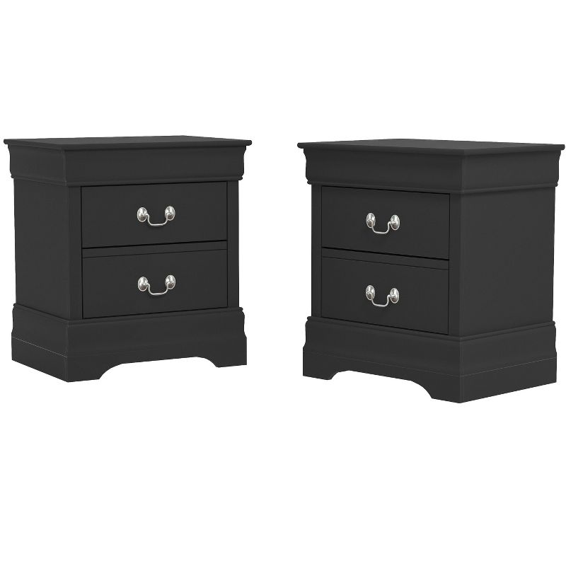 Galano Louis Philippe 2-Drawer Bedside Table Cabinet Nightstand w/Drawers Storage and (21.5 in. × 15.8 in. × 24 in.) in White, Black, Gray (Set of 2), 2 of 15