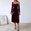 Velvet Midi Dress Cocktail Party Formal Gowns Evening Party Christmas Dresses Long Sleeve Winter Wedding Guest Dress - 4 of 4