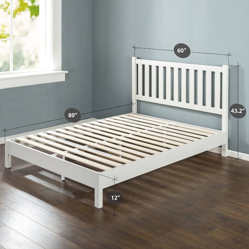 Wen Wood Deluxe Platform Bed Frame with Headboard White - Zinus, 3 of 11
