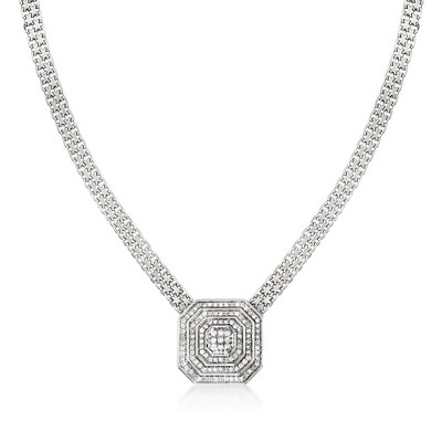 Ross-Simons 0.50 ct. t.w. Diamond Cluster Necklace in Sterling Silver