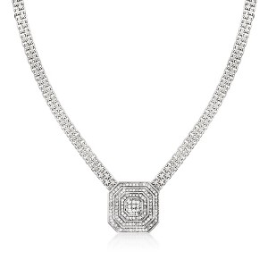 Ross-Simons 0.50 ct. t.w. Diamond Cluster Necklace in Sterling Silver - 1 of 2