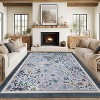 Machine Washable Boho Rug - Non-Slip Vintage Floral Low Pile Area Carpet for Living Room, Bedroom, Dining, Farmhouse, Playroom - 2 of 4