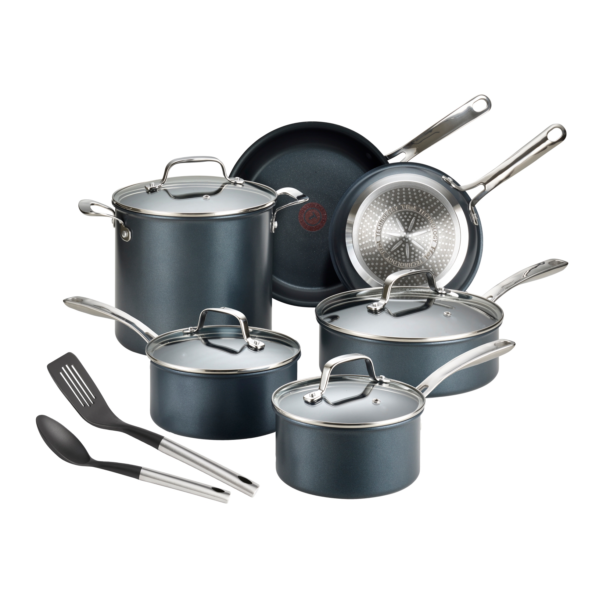 T-fal 12pc Unlimited Platinum Nonstick Cookware Set Gray: Induction Safe, Oven-Safe, Dishwasher-Safe, Stainless Steel Handles