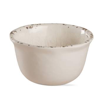 tagltd 5.5"x5.5" Veranda Cracked Glazed Solid Wavy Edge Melamine Serveware Dinnerware Bowl Dishwasher Safe Indoor Outdoor Ivory