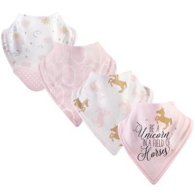 Yoga Sprout Baby Girl Cotton Bandana Bibs 4pk, Unicorn, One Size