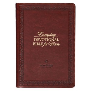 NLT Holy Bible Everyday Devotional Bible for Men New Living Translation, Vegan Leather, Burgundy Debossed - (Leather Bound) - 1 of 1