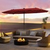 Tangkula 13 FT Patio Umbrella Double-Sided Market Umbrella with 36 Solar-Powered LED Lights Cross Base Included Beige/Grey/Navy/Red/Tan - 2 of 4