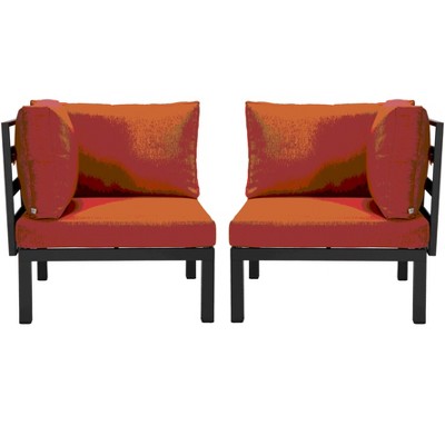 LeisureMod 2-Piece Corner Chair Loveseat Upholstered in Polyester with Aluminum Frame and Removable Cushion Hamilton Collection