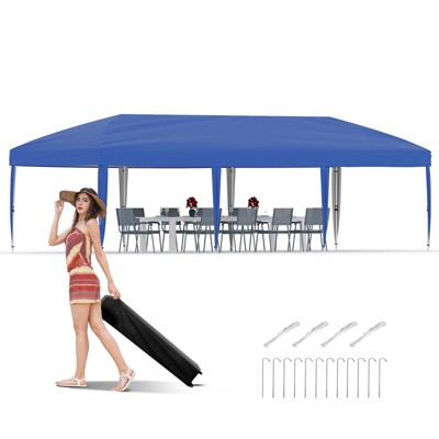 10x30 Pop Up Canopy with 8 Sidewalls-Heavy Duty Tent with Portable Roller Bag-3 Adjustable Height,8 Weight Bags,8 Stakes & 6 Guy Ropes