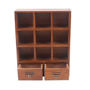 YIYIBYUS Wooden Storage Box Display Shelves with 2 Drawers Vintage Wooden Cabinet - 1 of 4