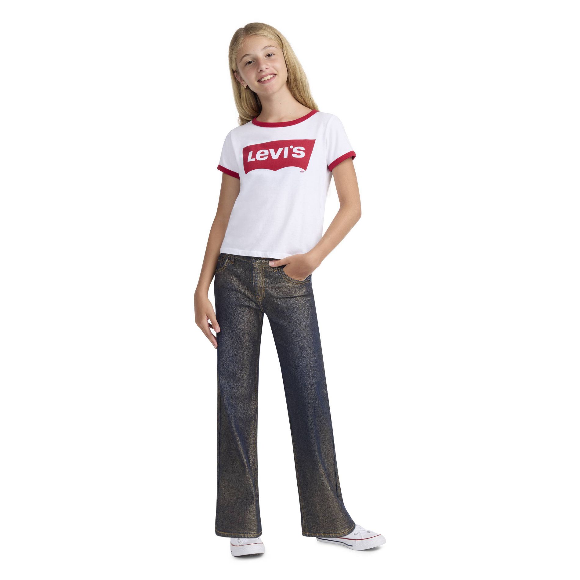 Levi's® Girls' Holiday Wide Leg Jeans - Metallic Blue