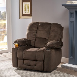 Sapphtopaz Modern Manual Recliner Chair Accent Chair Push Back Upholstered Chair with 2 Cup Holders Recliner Chair for Bedroom, Living Room - 1 of 4
