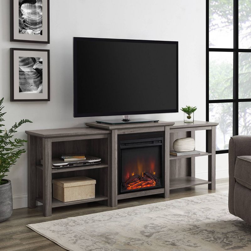 Tiered Open Shelf Electric Fireplace TV Stand for TVs up to 30" - Saracina Home, 3 of 7