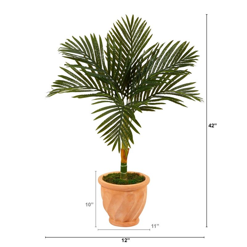 Nearly Natural 3.5-ft Golden Cane Artificial Palm Tree in Terra-Cotta Planter, 2 of 5
