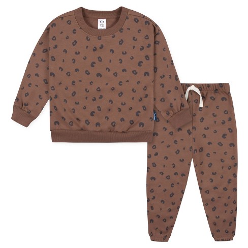 Gerber Baby And Toddler Girls' 2-piece Sweatshirt & Pant Set, Brown  Leopard, 5t : Target