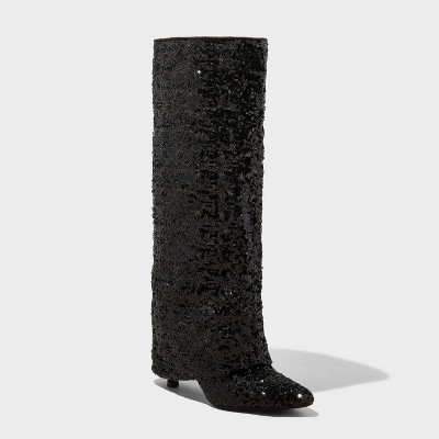 Women's Abba Sequin Foldover Tall Boots - A New Day™