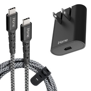 iHome 20W USB-C Wall Charger with 6ft USB-C to USB-C Cable, Fast Charging, Lightweight & Portable - 1 of 4
