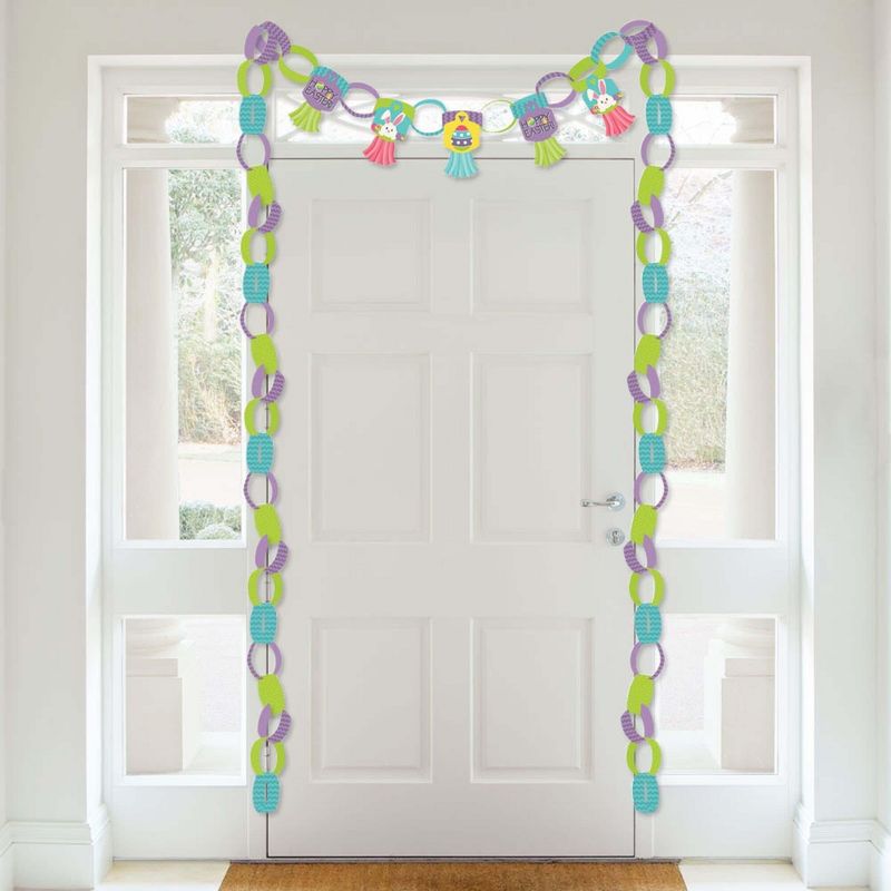 Big Dot of Happiness Hippity Hoppity - 90 Chain Links and 30 Paper Tassels Decoration Kit - Easter Bunny Party Paper Chains Garland - 21 feet, 3 of 8