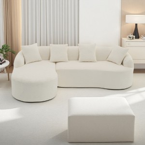 99" Chenille Compression L-Shaped Sectional Sofa with Chaise - 1 of 4