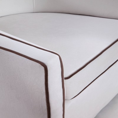 Keely Cream Velvet Barrel Swivel Accent Chair