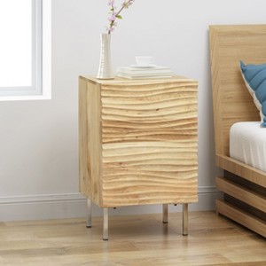 PAGED Modern Nightstand Minimalist End Table with Drawer and Wood Legs, Bedside Table for Bedroom, Living Room - 1 of 4