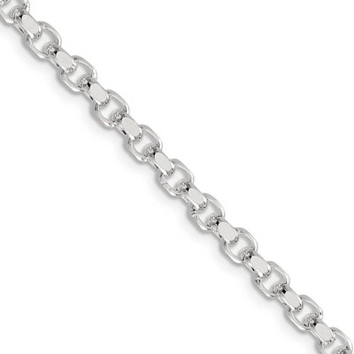 Black Bow Jewelry 4mm, Sterling Silver Solid Diamond Cut Rolo Chain Necklace