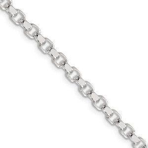 Black Bow Jewelry 4mm, Sterling Silver Solid Diamond Cut Rolo Chain Necklace - 1 of 4