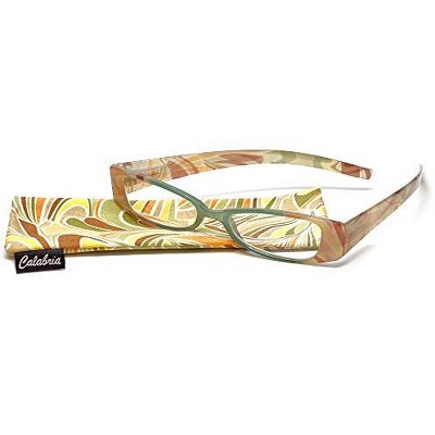 Calabria 745 Hawaiian Print Reading Glasses with Matching Case in Yellow +1.50