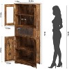 Pantry Cabinet, Tall Bathroom Storage Cabinet with Glass Doors and Adjustable Shelf, Freestanding Cupboard Tall Linen Cabinets for Kitchen, White - 2 of 4