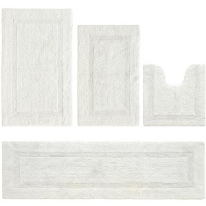 Lux Premium 100% Cotton Tufted Solid Reversible 4 Piece Bath Rug Set – Ultra-Soft, Water-Absorbent, Durable, Machine Washable Bathroom Rug - 1 of 4