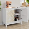 ORRD 31.5" Vintage Carved Buffet 2-Door Sideboard, Adjustable Shelves, Wooden Storage (Living/Kitchen/Dining) - 3 of 4