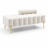 Airsurfer 53.2" Modern End of Bed Bench Fabric Upholstered Sofa Couch Entryway Ottoman Bench Fuzzy Sofa Stool Footrest for Bedroom Living Room,Beige - 2 of 4