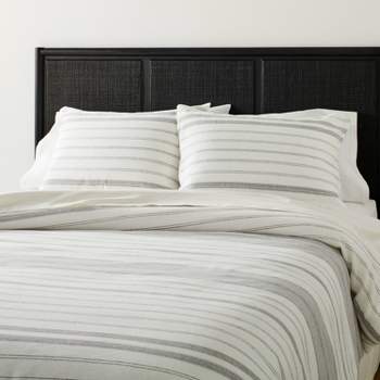 Alternating Pinstripe Comforter & Sham Set Gray/Cream - Hearth & Hand™ with Magnolia