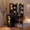 Modern Makeup Vanity Desk with Mirror, Charging Station, Ample Storage Drawers & Acrylic-Door Cabinets, Wooden Dressing Table for Bedroom - 2 of 4