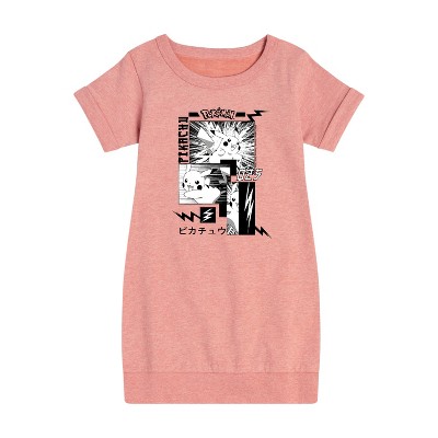 - Pokémon - Pikachu Manga Graphic Short Sleeve Fleece Dress