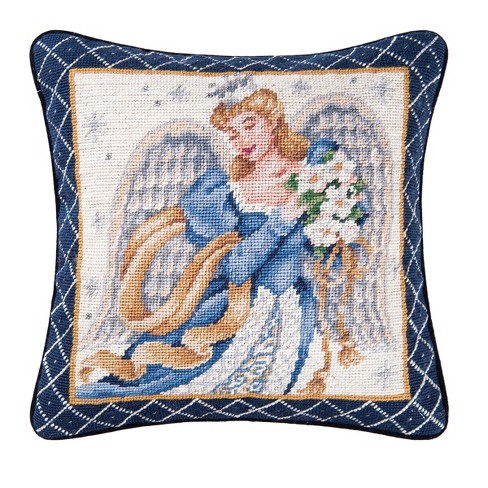 C&F Home 14" x 14" Azure Angel Needlepoint Pillow - image 1 of 4