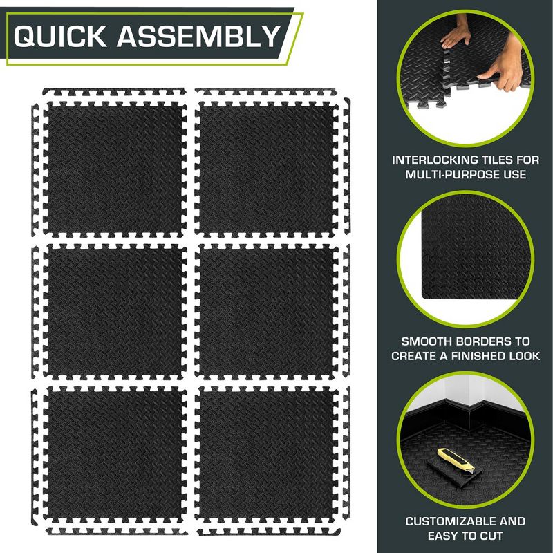 ProsourceFit Exercise Puzzle Mat, 24” x 24” x ½” Tiles, 5 of 7