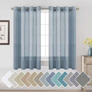 Natural Linen Blended Semi-Sheer Curtains Privacy Assured with Nickel Grommet for Living Room - 1 of 4