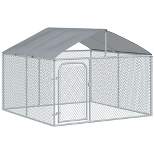 PawHut Dog Kennel Heavy Duty Playpen with Galvanized Steel Secure Lock Mesh Sidewalls and Waterproof Cover for Backyard & Patio