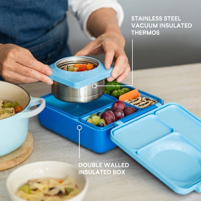 Blue Insulated Stainless Steel Bento Lunch Box with Thermos