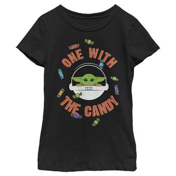 Girl's Star Wars: The Mandalorian Halloween Grogu One With the Candy T-Shirt