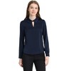 INSPIRE CHIC Women's Satin Long Sleeve Keyhole Collared Blouse - 3 of 4