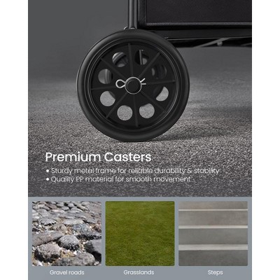 Foldable Black Alloy Steel Utility Cart with Swivel Wheels