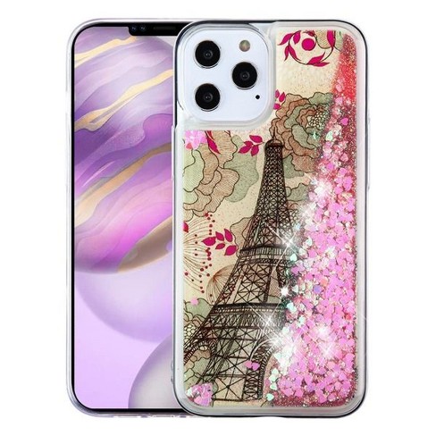 Airium Quicksand Glitter Hybrid Protector Case For Apple Iphone 12 Pro Max 6 7 Eiffel Tower Pink Hearts Target