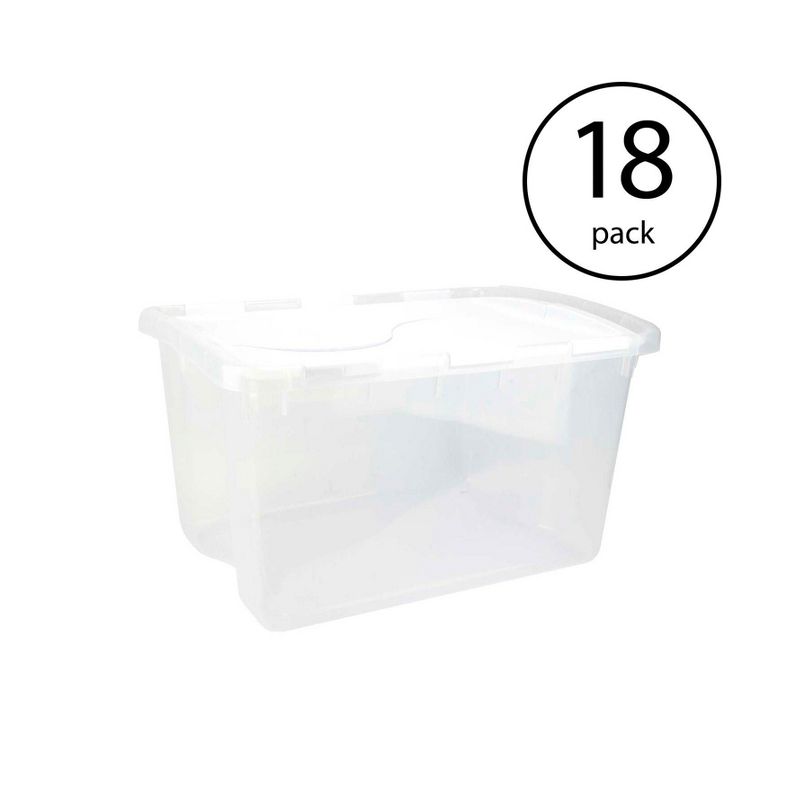 Sterilite Clear Hinged Lid Storage Tote Box Container with Attached Hinged Lids for Home Organization, 2 of 7